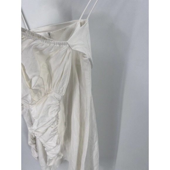 NWT Sabo Luxe Linen Alivia Dress Gathered Fitted Sleeves White Women's Size XS - Picture 7 of 14